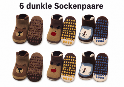 6 Anti-Rutsch Sockenpaare