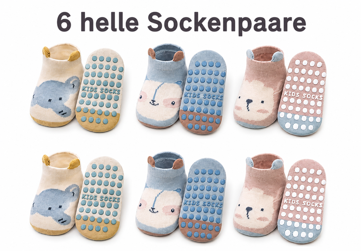 6 Anti-Rutsch Sockenpaare